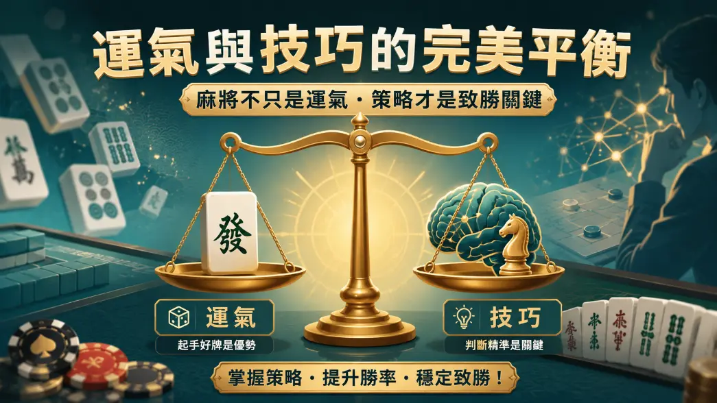 麻將策略與運氣比重示意圖