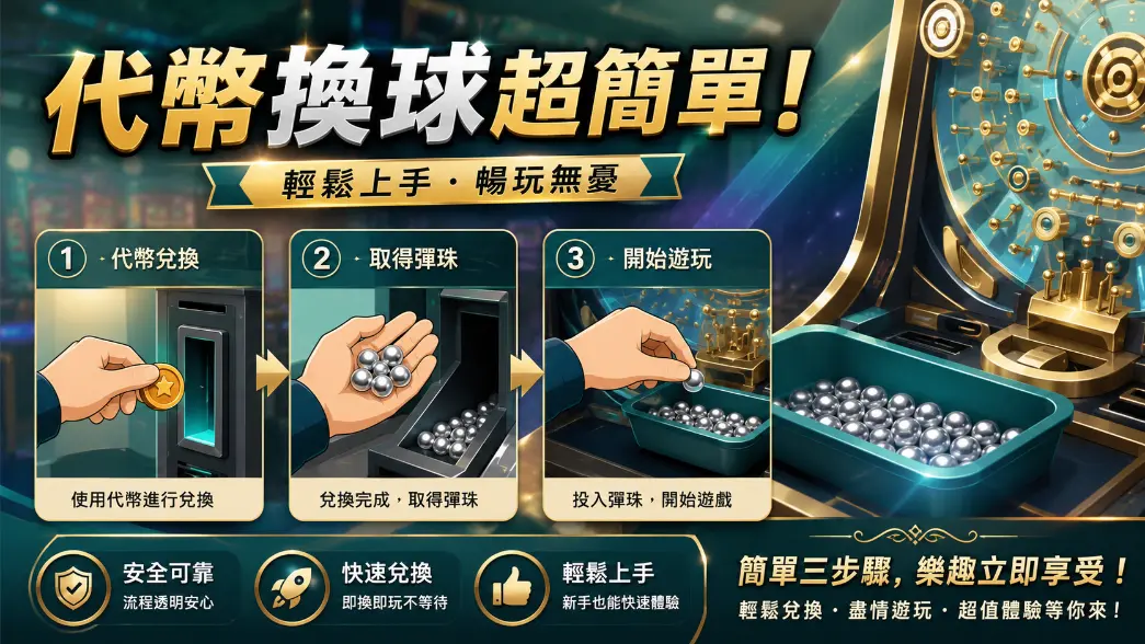 柏青哥投幣兌換鋼珠與出玉流程示意圖